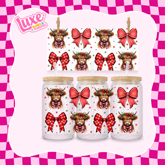Xmas Highland Bows | UV DTF Wrap | #1166