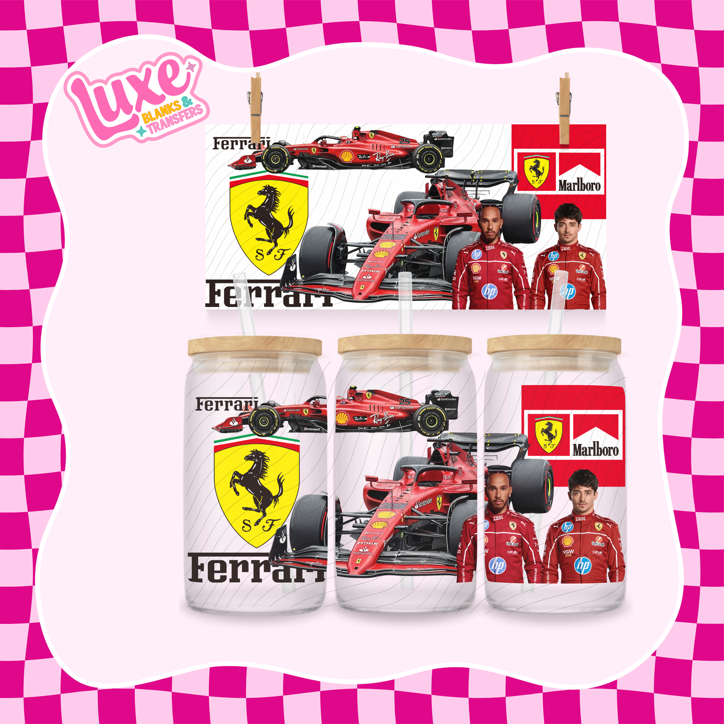 F1 Ferarri Team | 16oz UV DTF Wrap | #1580