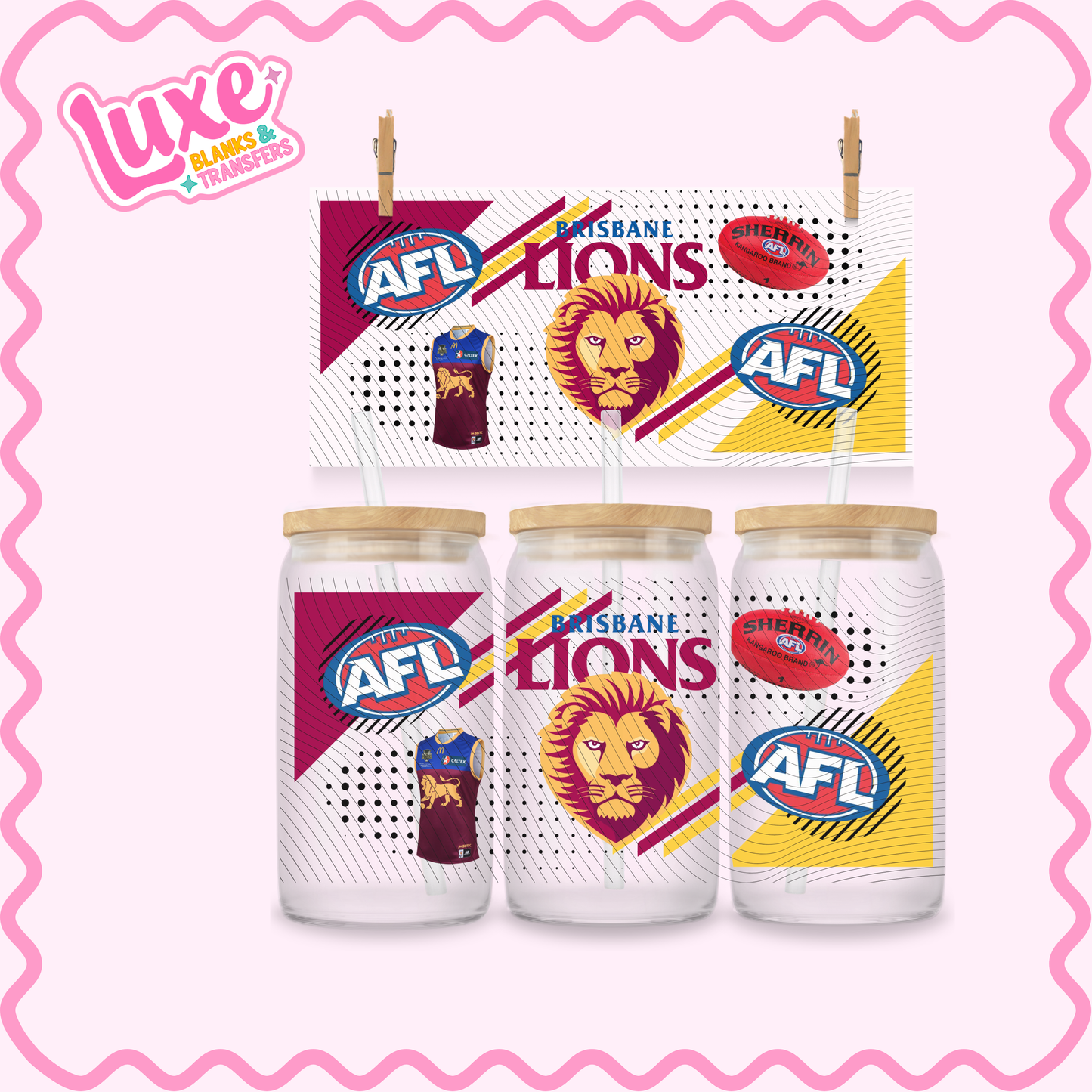 16oz UV DTF Wrap | Lions Footy Team | #2857