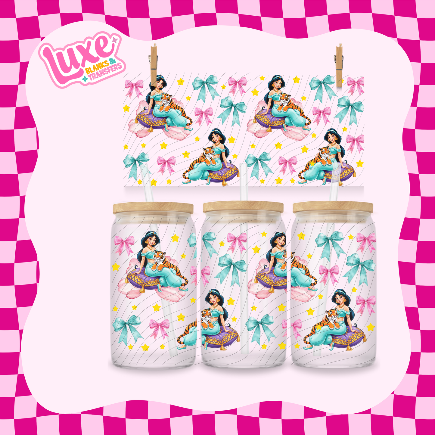 Jas Princess Bows | 16oz UV DTF Wrap | #1661