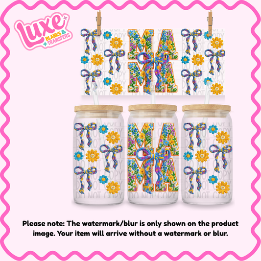 16oz UV DTF Wrap | Mama Purple Bows | #3815