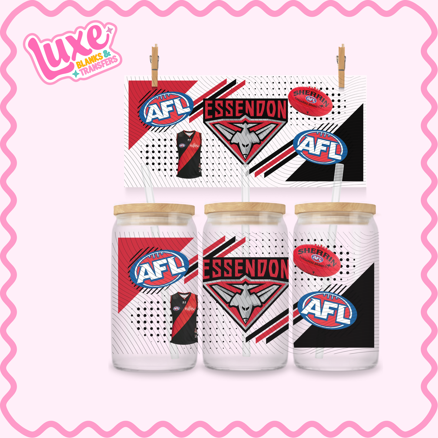 16oz UV DTF Wrap | Bombers Footy Team | #2859