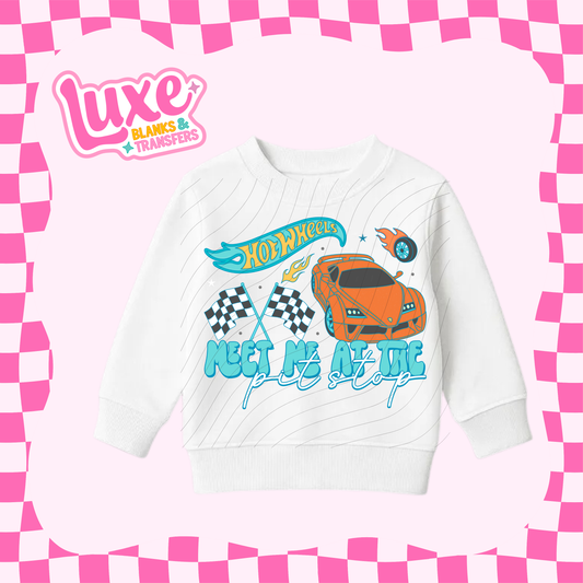 Meet Me At The Pitstop Blue | Kids DTF Heat Transfer | #169