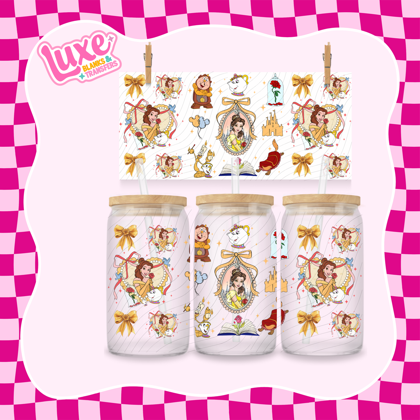 Beauty Princess Bows | 16oz UV DTF Wrap | #1594