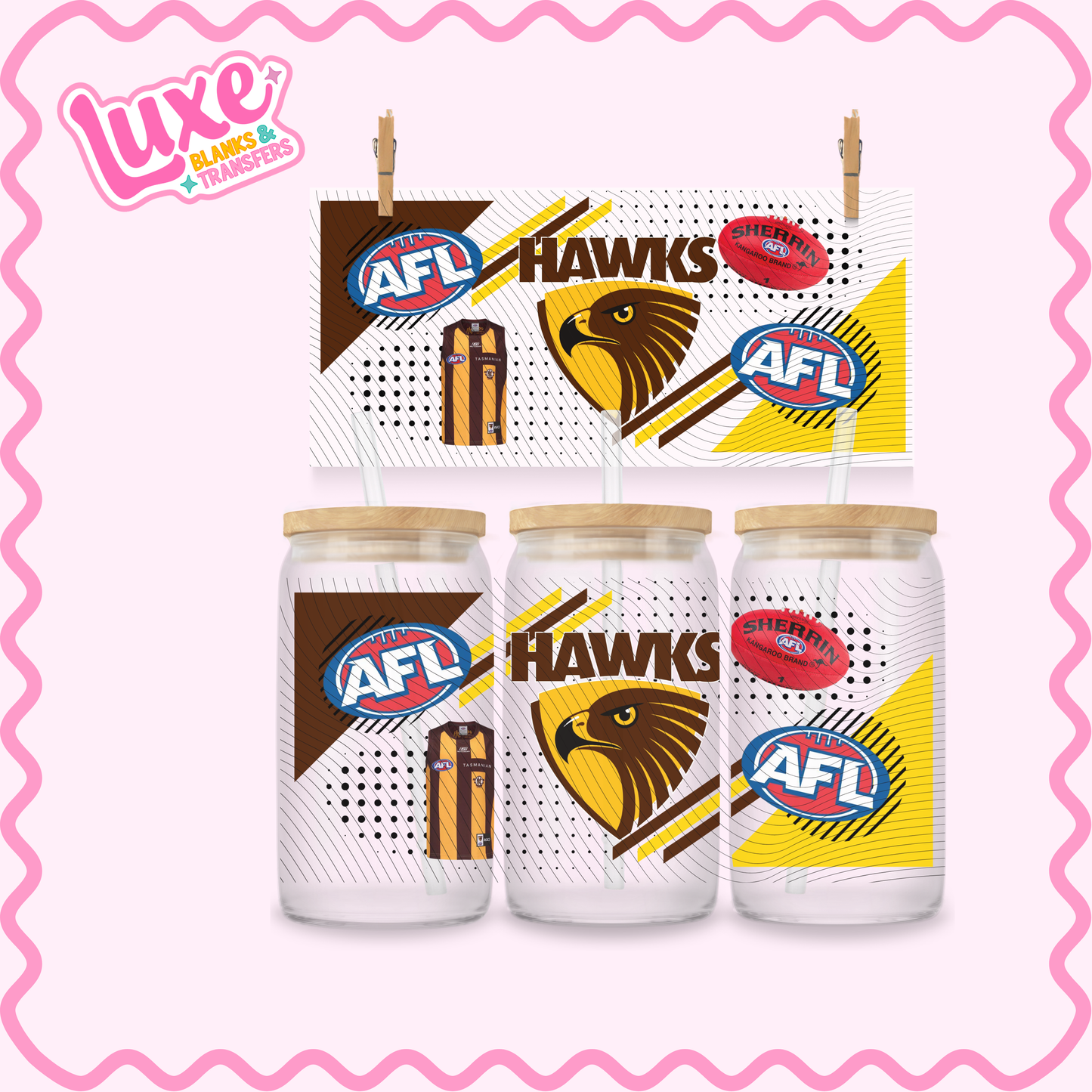 16oz UV DTF Wrap | Hawks Footy Team | #2867