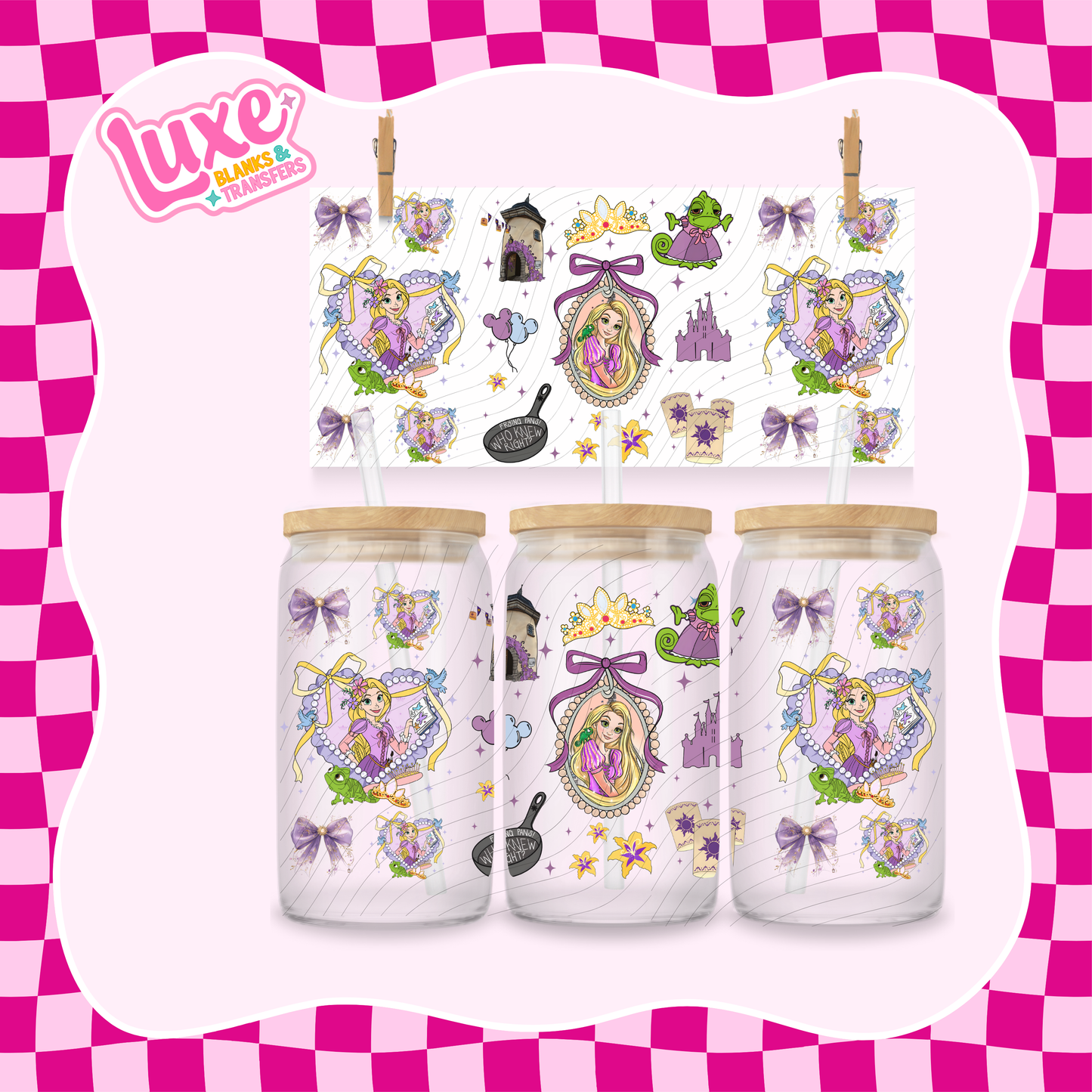 Tangled Princess Bows | 16oz UV DTF Wrap | #1596