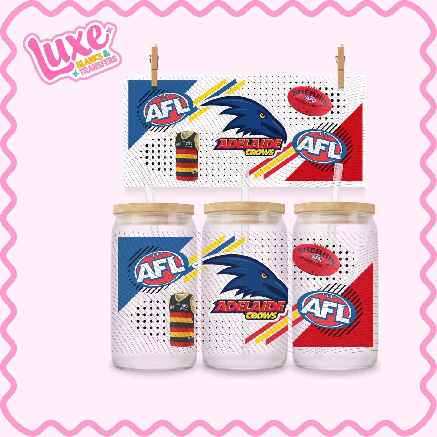 16oz UV DTF Wrap | Crows Footy Team | #2868