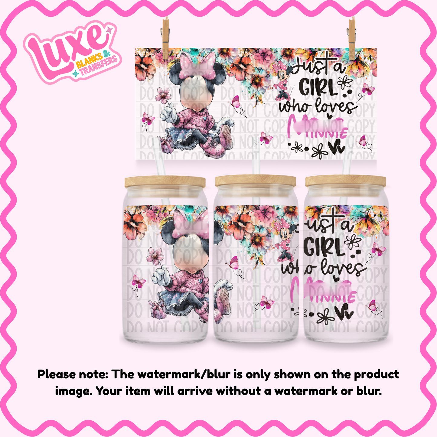 16oz UV DTF Wrap | Girl Who Loves M1nni3 | #3831