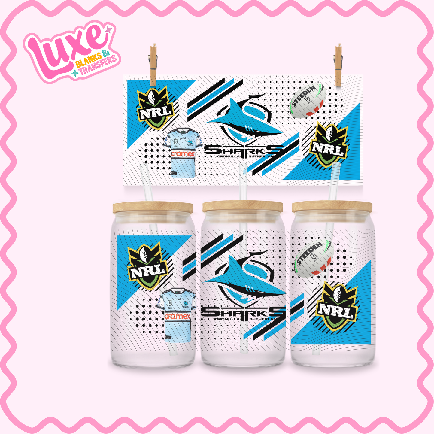 16oz UV DTF Wrap | Sharks N.R.L Team | #2874