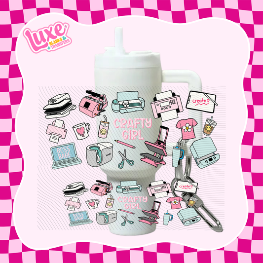 Mini Keychain Tumbler UV DTF Wrap | Crafty Girl | #E48