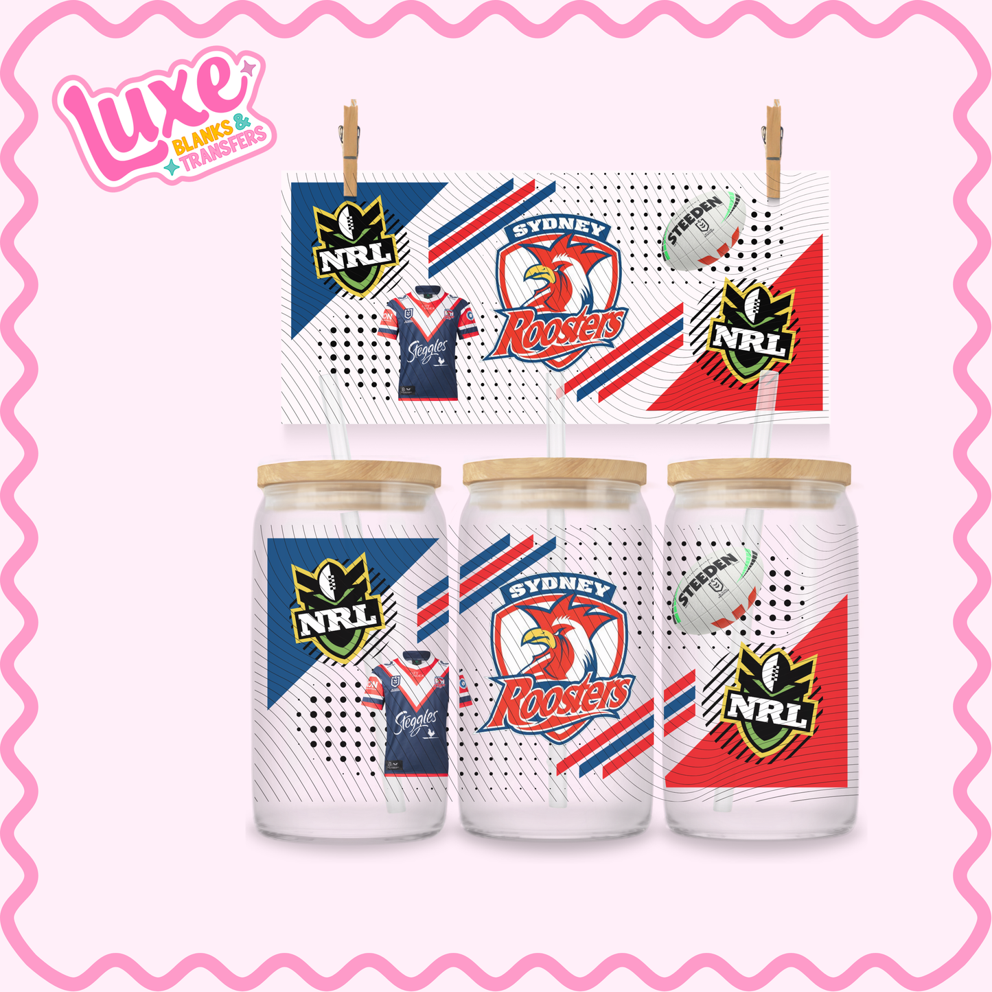16oz UV DTF Wrap | Roosters N.R.L Team | #2879