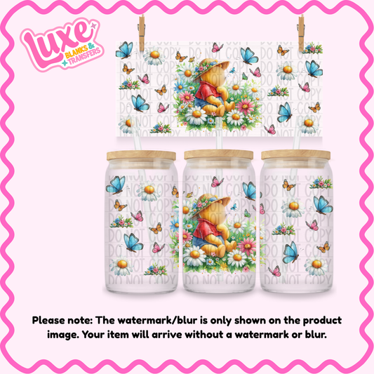 16oz UV DTF Wrap | Yellow Bear Butterflies | #3841