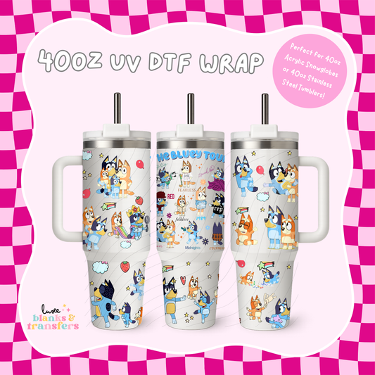 Blue Dog Show 40oz UV DTF Wrap (#B04)