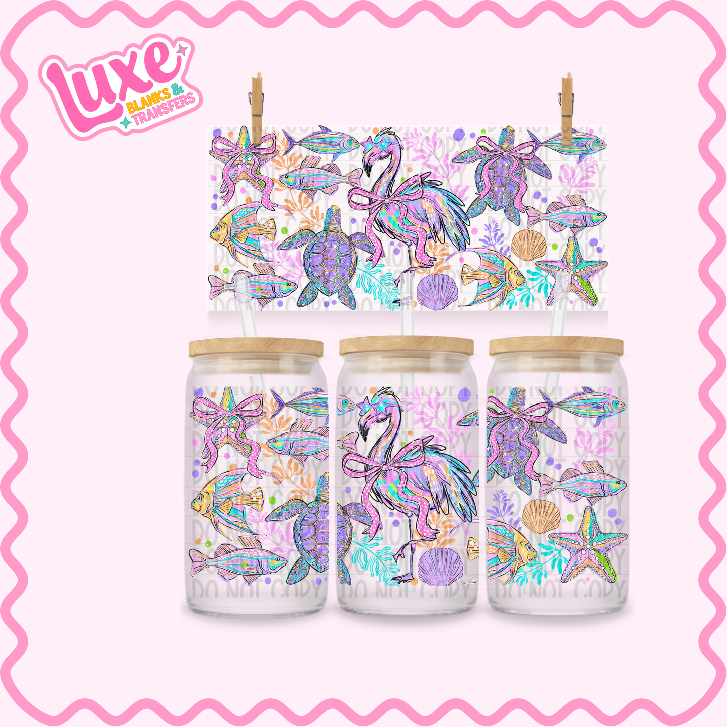 16oz UV DTF Wrap | Bright Ocean Animals | #3376