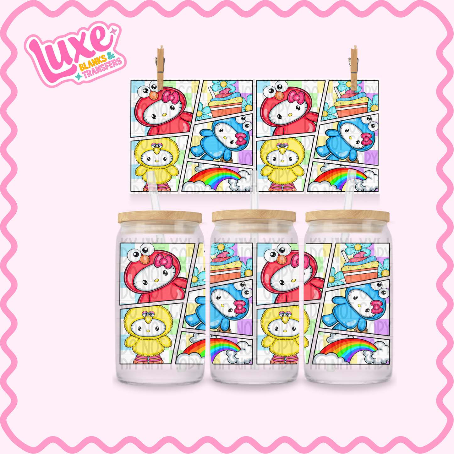 16oz UV DTF Wrap | Cute Sesame | #2446