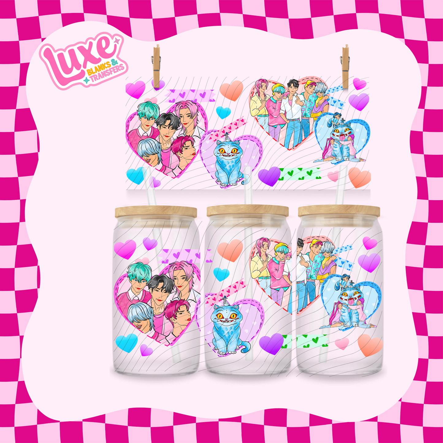 K-Pop Saja Hearts | 16oz UV DTF Wrap | #1667