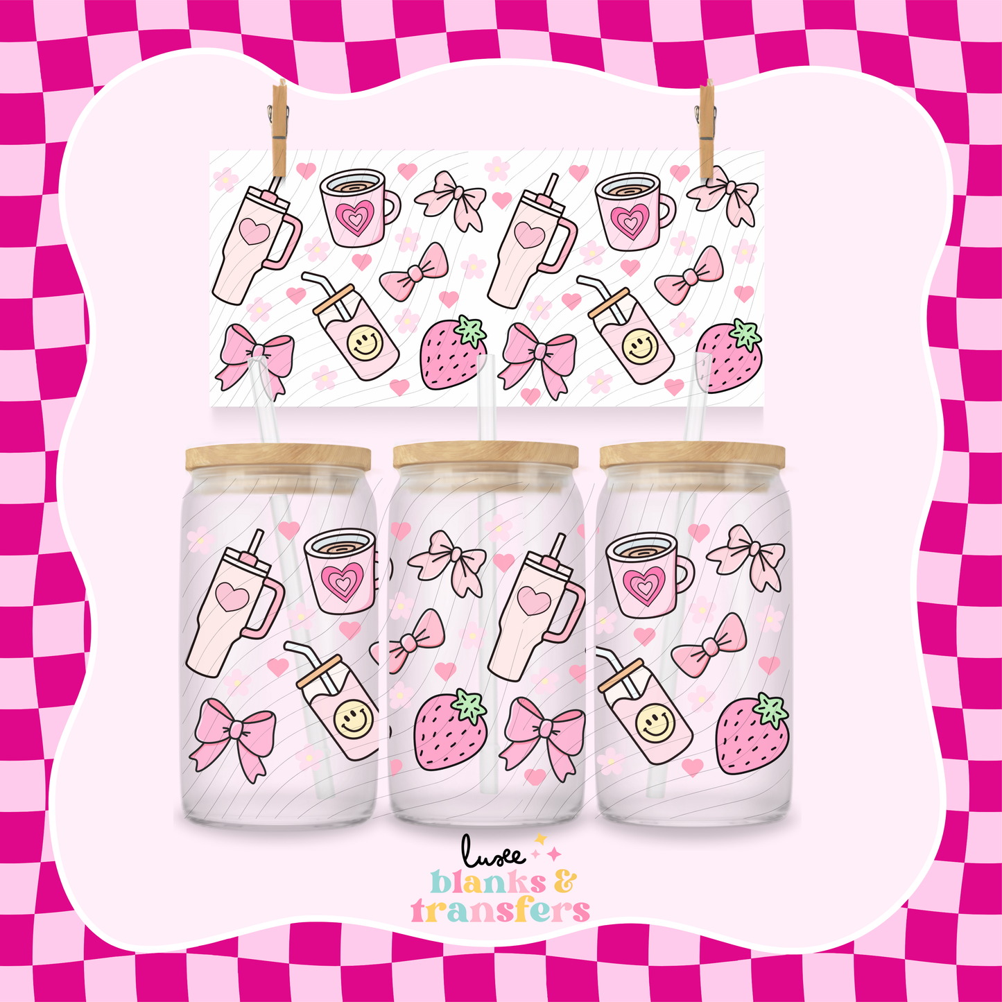 Cutesy Strawb & Drinks UV DTF Wrap (#674)