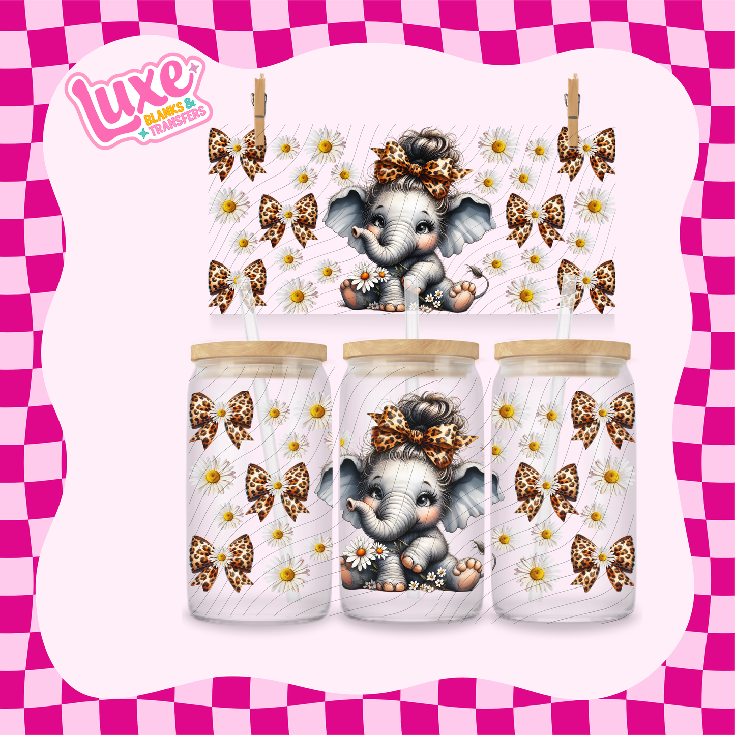 Cheetah Print Elephant Cute 2 | 16oz UV DTF Wrap | #1669