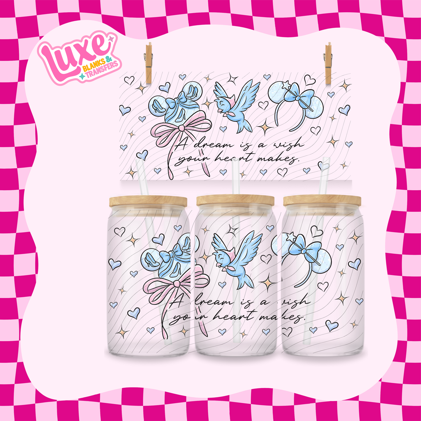 Princess Dis. Ears Cind. | 16oz UV DTF Wrap | #1670