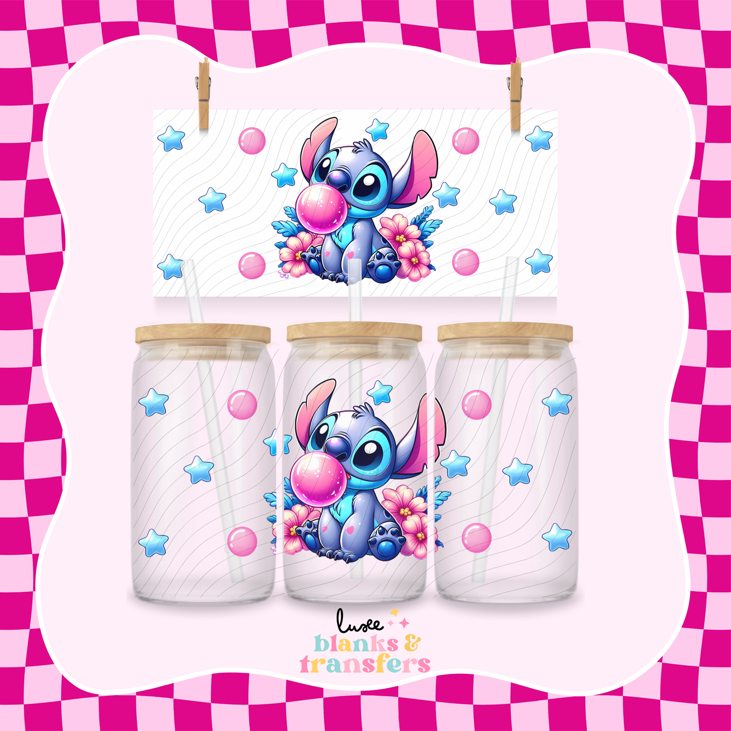 Bubblegum Blue Alien UV DTF Wrap (#675)