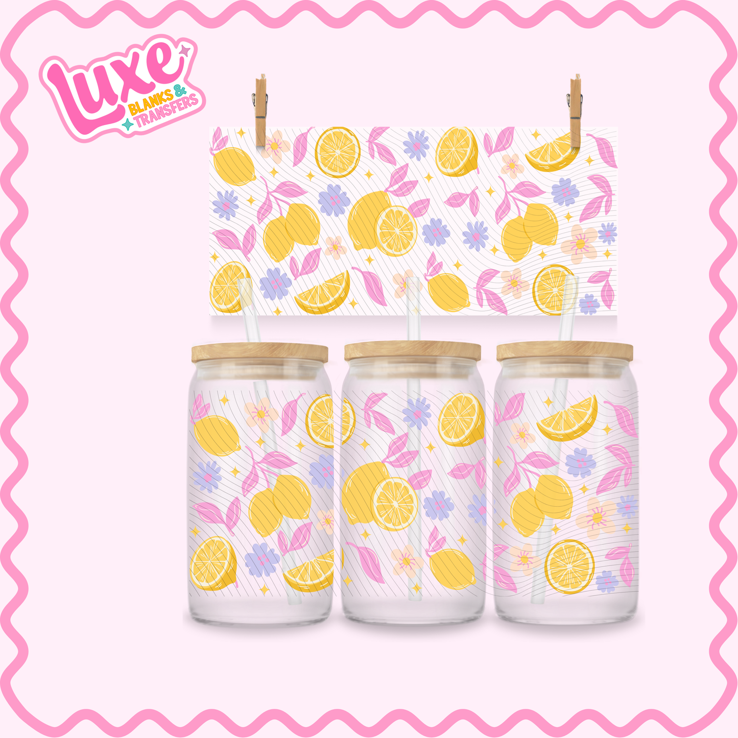 16oz UV DTF Wrap | Pastel Lemons | #2940