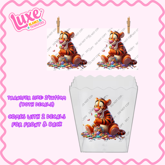 Popcorn/Lolly Bucket UV DTF Transfer | Tiger Character | #F05