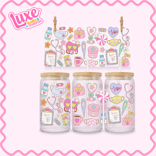 16oz UV DTF Wrap | Nurse Pattern | #2943