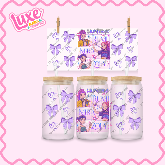 16oz UV DTF Wrap | K-Pop Purple Bows | #2155