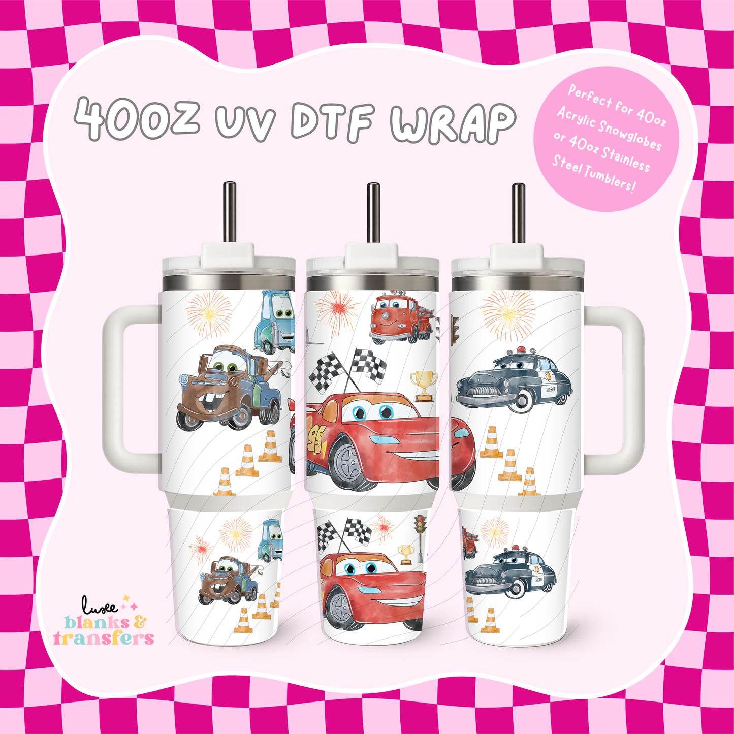 Car Characters 40oz UV DTF Wrap (#B63)