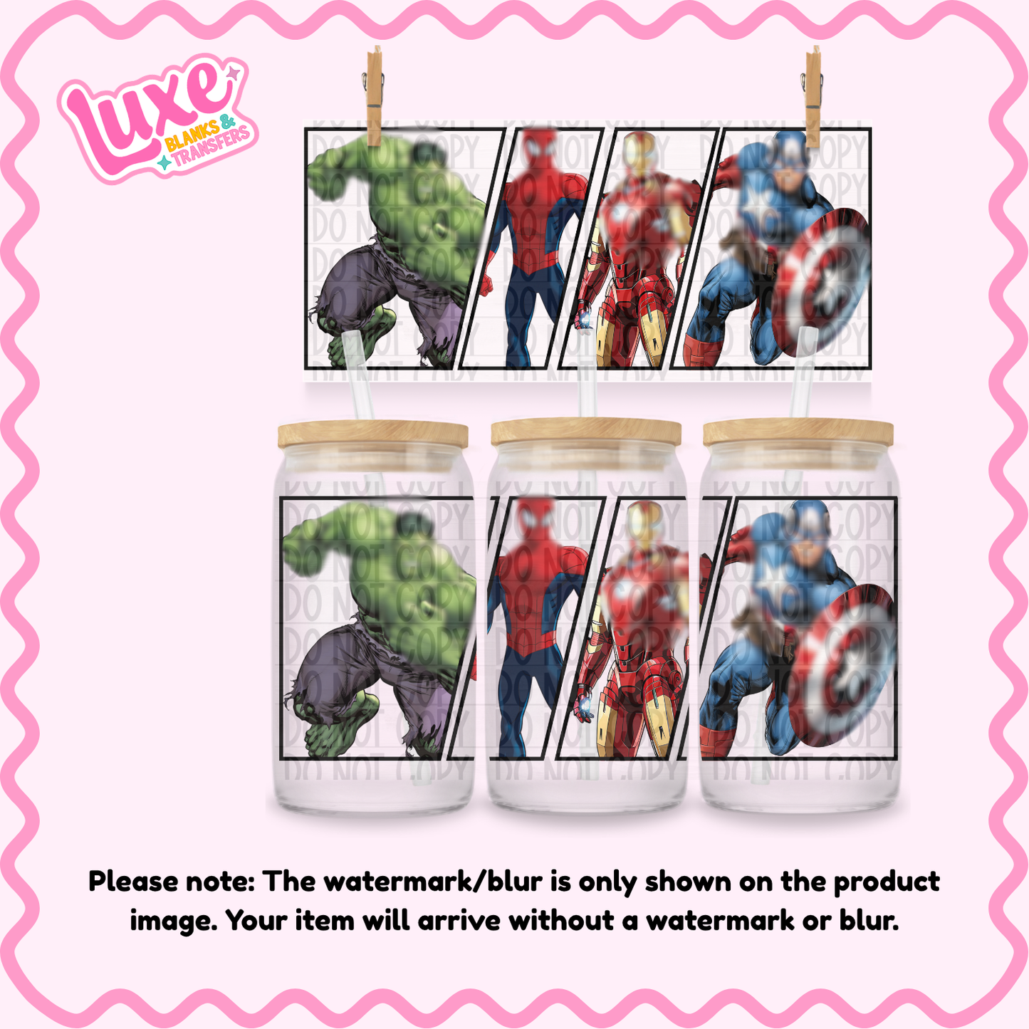 16oz UV DTF Wrap | Comic Hero Crew | #N31