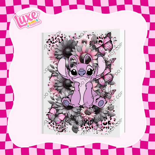 A5 Journal UV DTF Transfer | Pink Alien Flowers | #A74