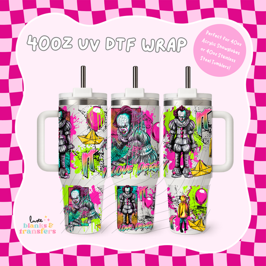 40oz UV DTF Wrap | Horror Clown | #B69