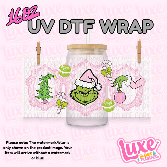 16oz UV DTF Wrap | Gr!nch Pink Frame | #4318