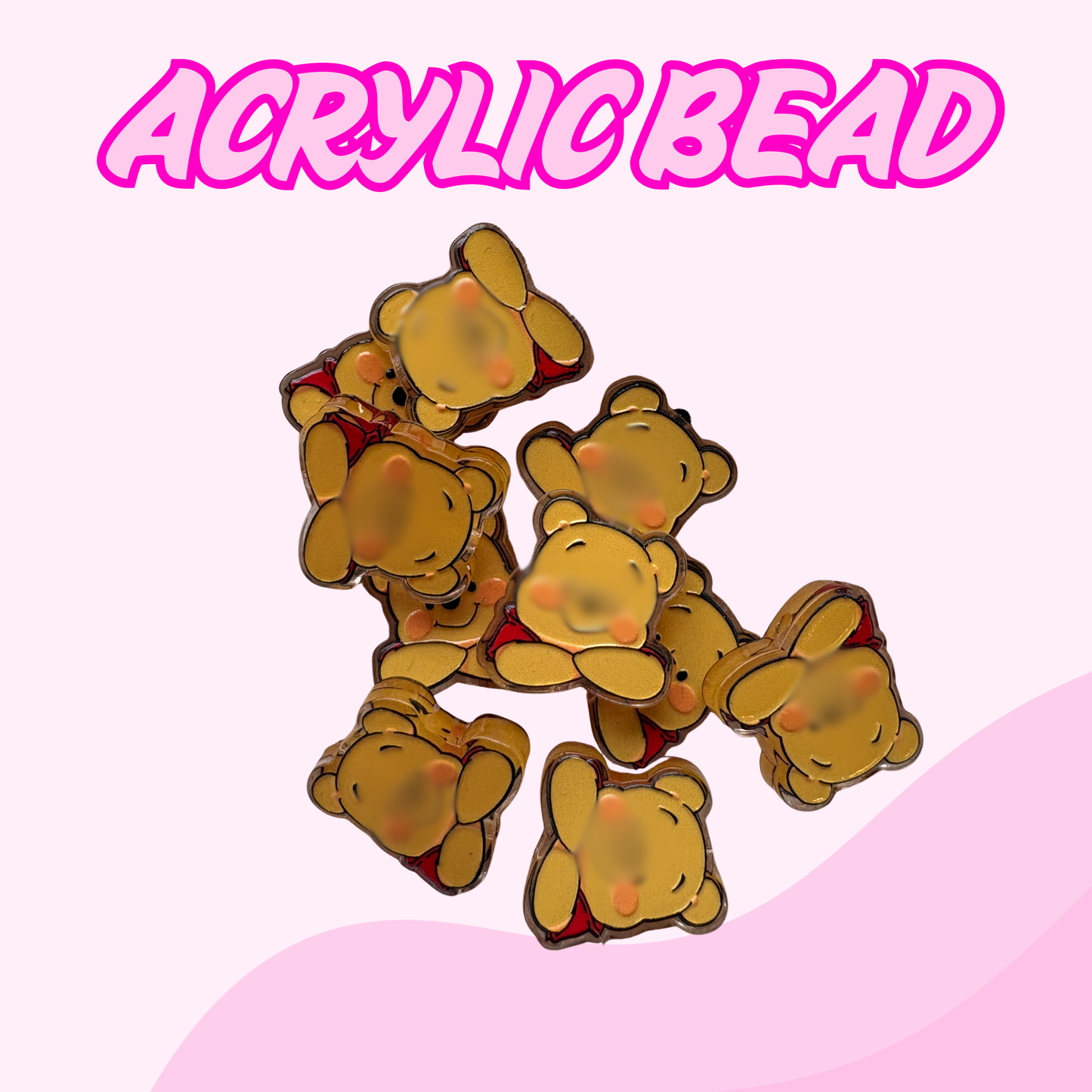 Flatback Acrylic Bead | Bear Bear