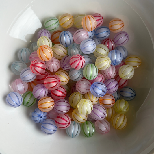 16mm Frosted Striped Acrylic Bead (10pcs)
