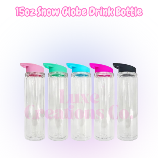 15oz Acrylic Snow Globe Drink Bottle