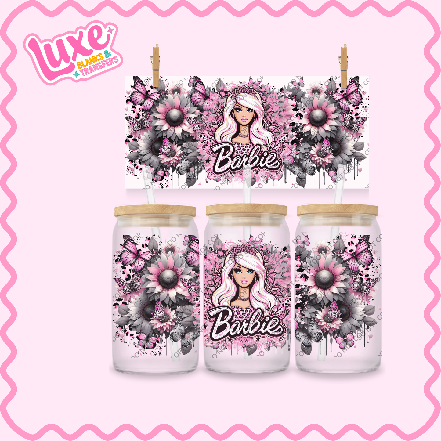 16oz UV DTF Wrap | Bar/bie Flowers | #2167