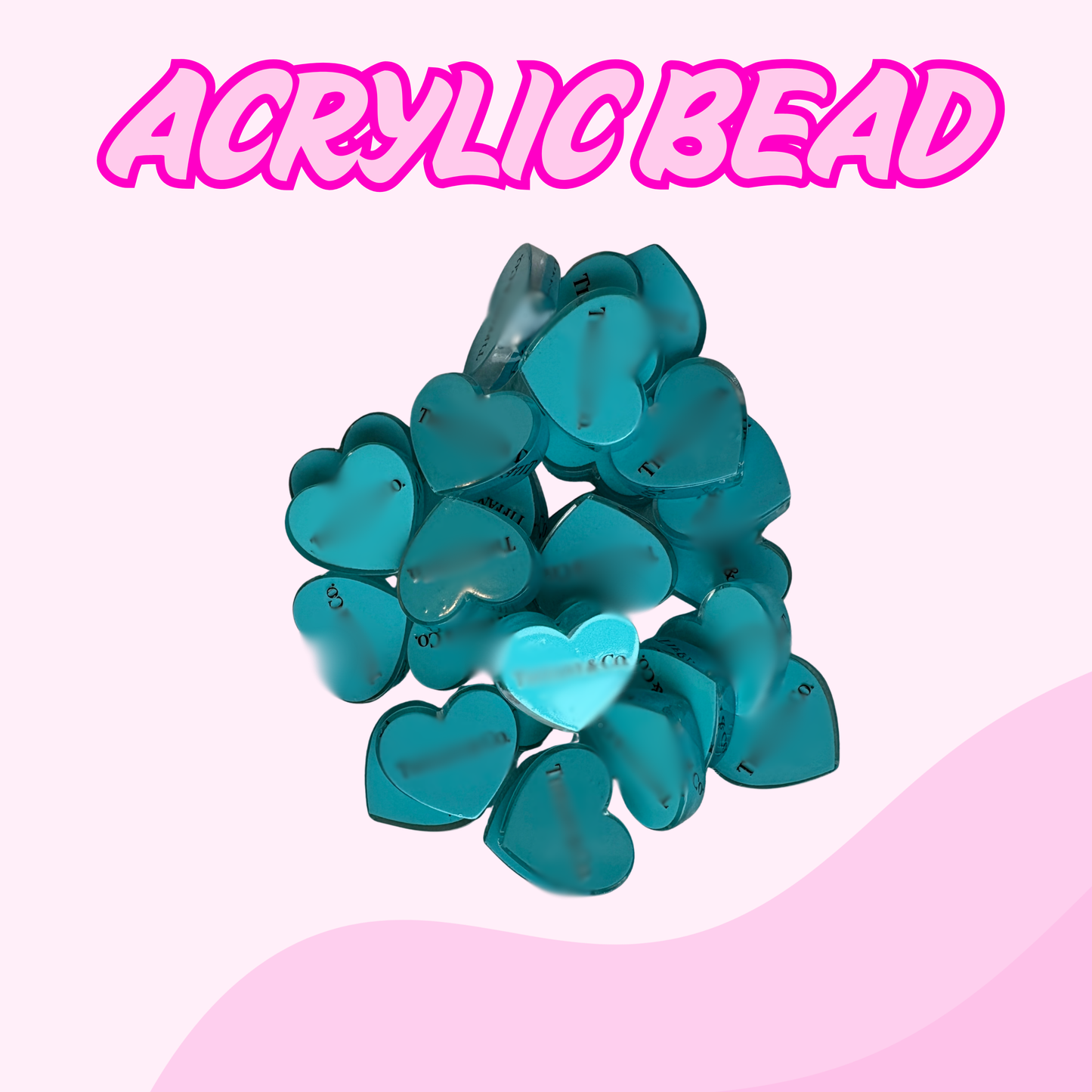 Flatback Acrylic Bead | Teal Heart