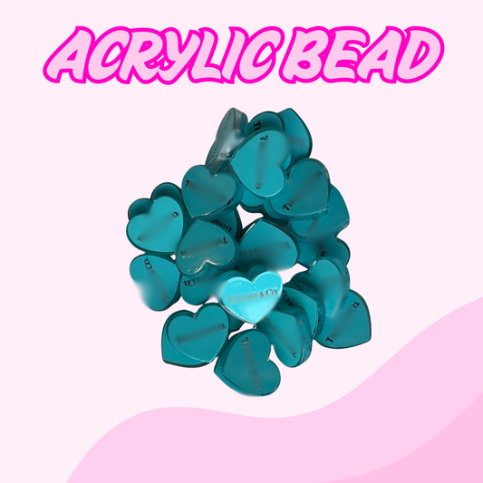 Flatback Acrylic Bead | Teal Heart