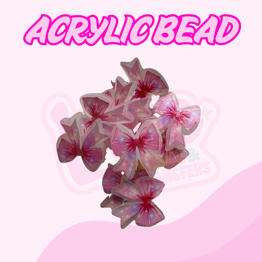 Flatback Acrylic Bead | Pink Bow