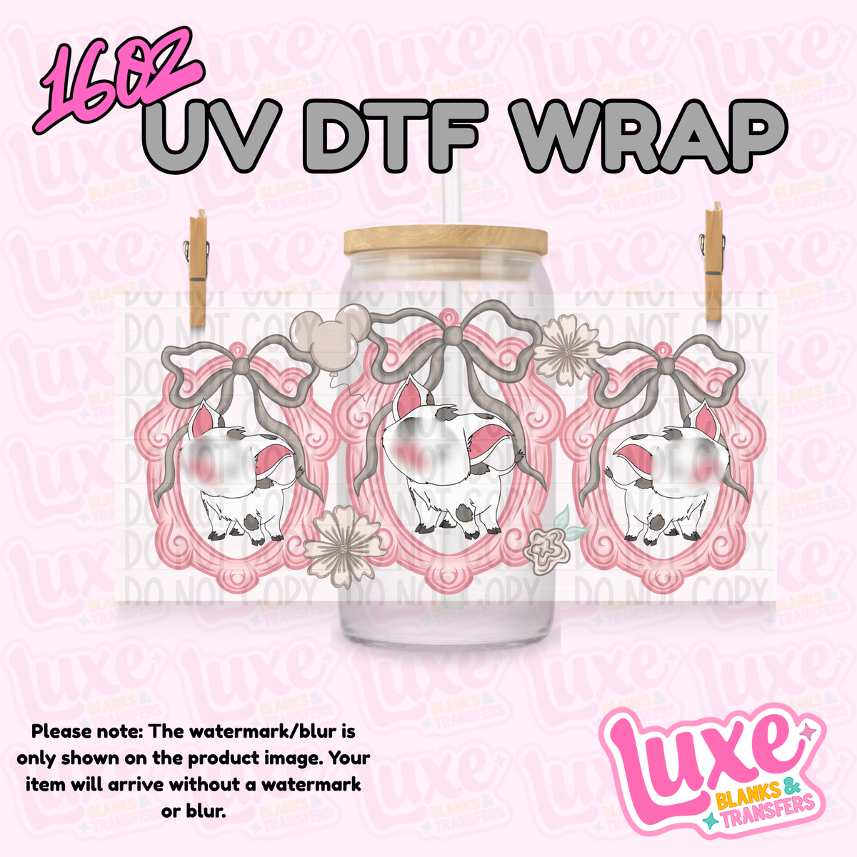 16oz UV DTF Wrap | Pig Character Frame | #4385