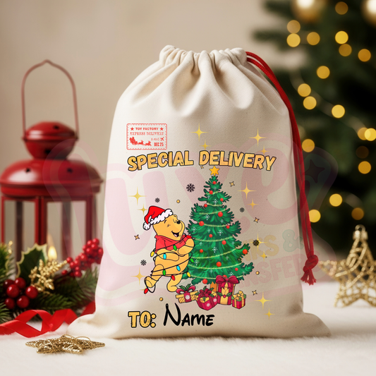 Pooh Xmas Tree | Santa Sack DTF Heat Transfer | #75