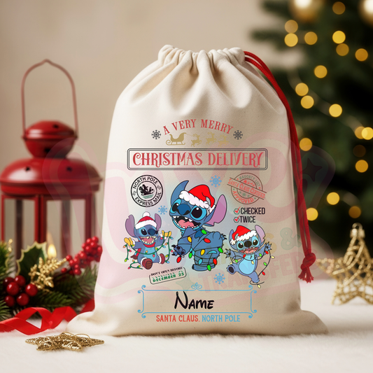 Blue Alien Lights | Santa Sack DTF Heat Transfer | #77