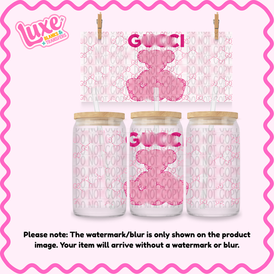 16oz UV DTF Wrap | G Pink Bear | #2040