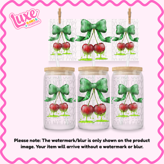 16oz UV DTF Wrap | VL Cherry Drip Green Red | #2043