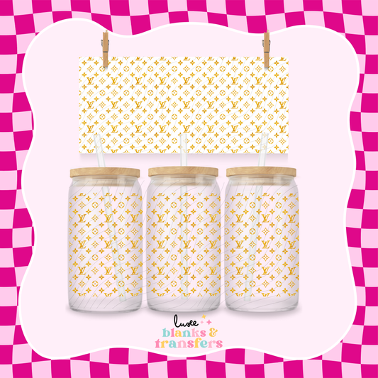 Gold Glitter Pattern LV UV DTF Wrap (#680)