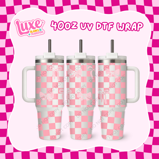40oz UV DTF Wrap | Checkered Bows | #B81