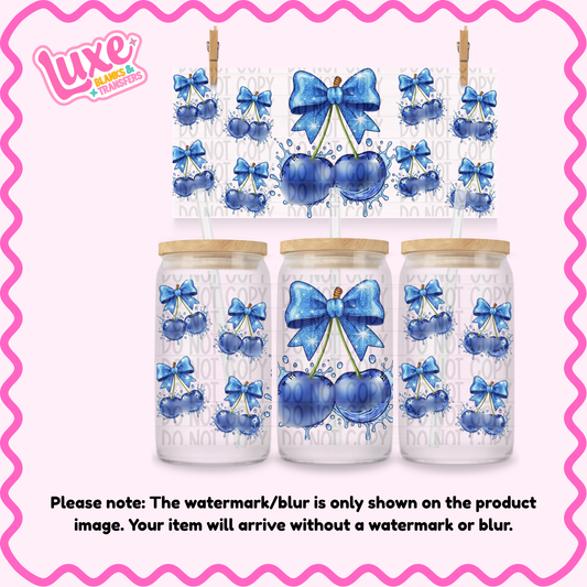 16oz UV DTF Wrap | Blue Cherry Boujee | #2046