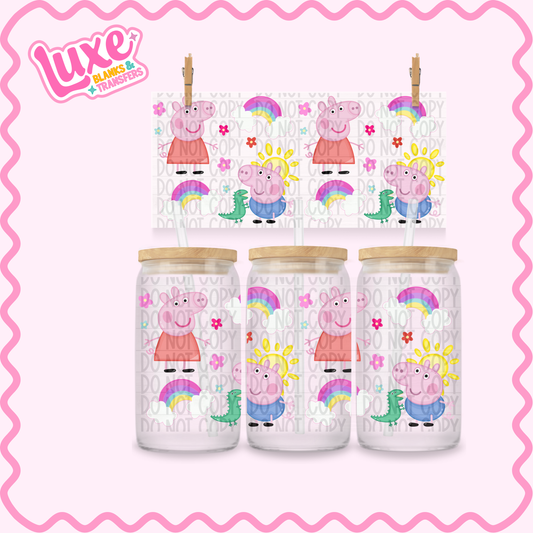 16oz UV DTF Wrap | Peppa Rainbows | #2480
