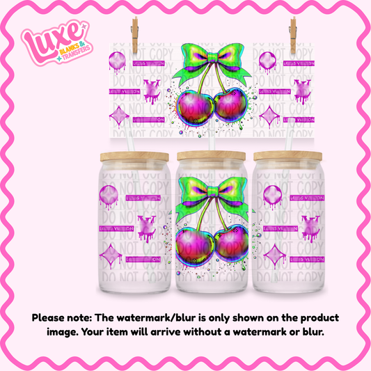 16oz UV DTF Wrap | Neon Cherry Boujee | #2049A